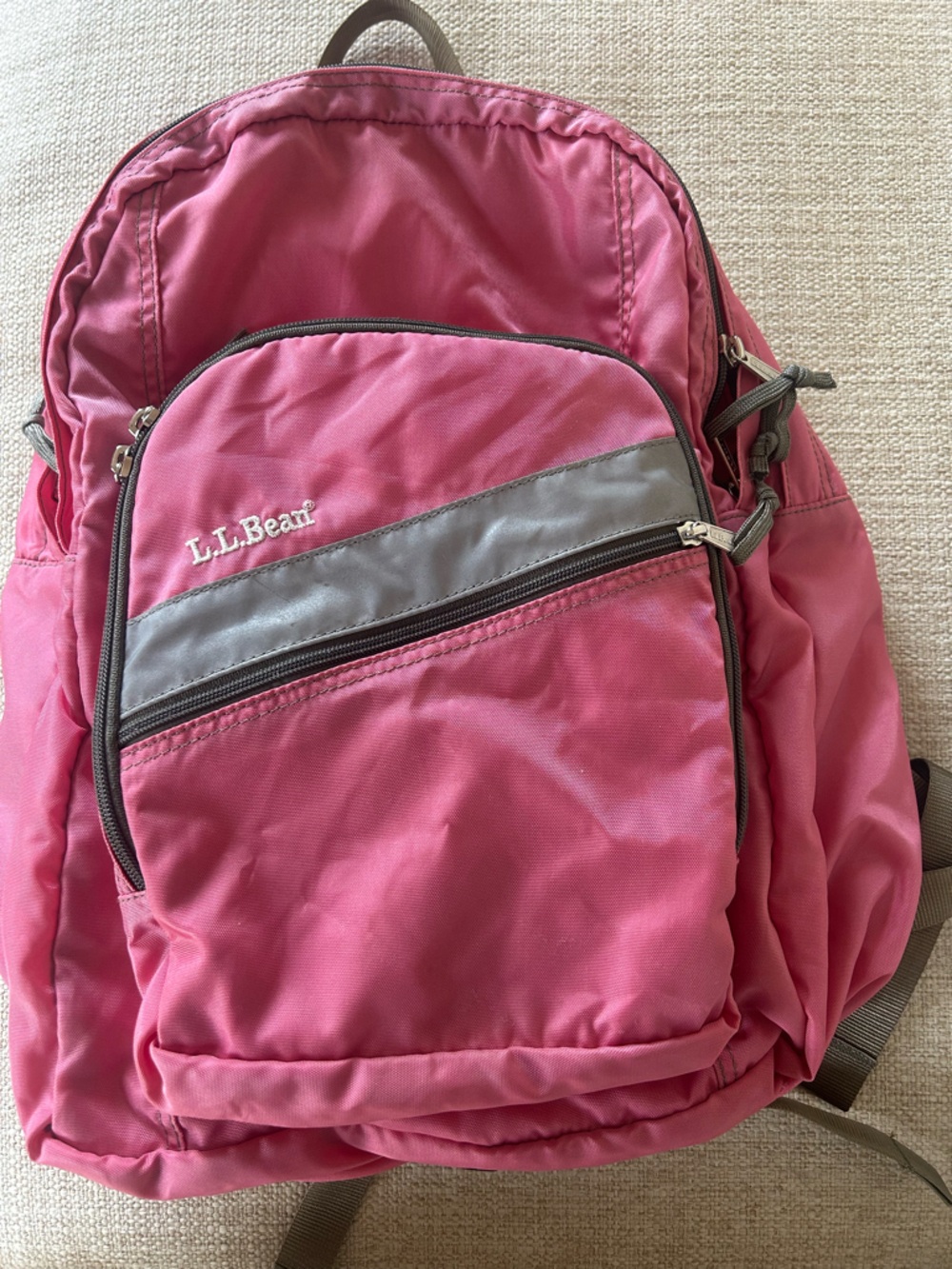 L.L. Bean Pink Backpack with Gray Accent